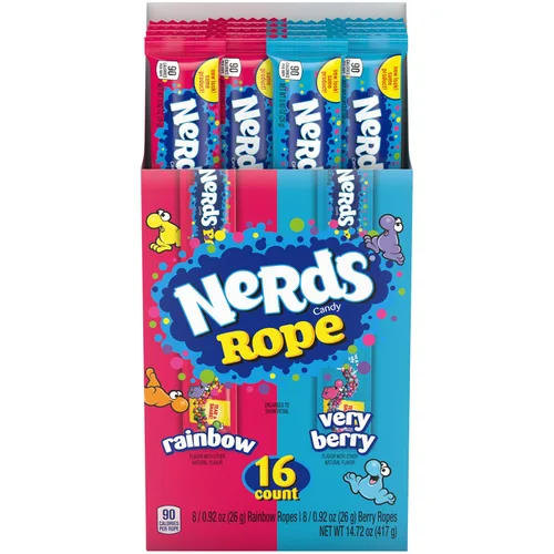 Vista 8 de NERDS Cuerda, caramelo, caja variada, arcoíris y muy bayas, 0.92oz (16 unidades)
