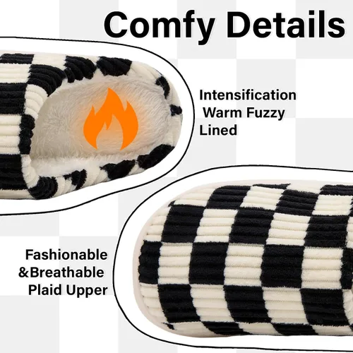 Vista 3 de Jaeynow Pantuflas mullidas para mujer en interiores, zapatos de casa unisex de espuma viscoelástica para hombre, zapatos de invierno cálidos