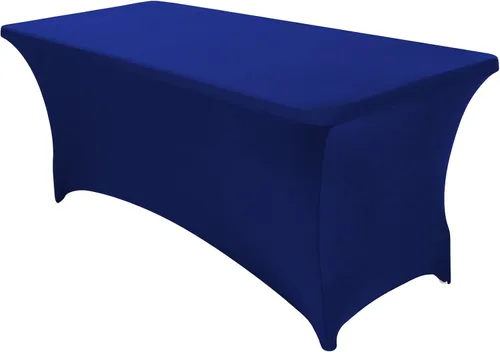 Vista 23 de Paquete de 2 fundas de mesa ajustadas rectangulares de spandex de 6 pies, color beige, mantel de tela elástica sin arrugas para fiestas, ferias