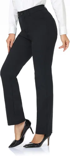 Vista 2 de Agenlulu Pantalones de vestir para mujer, elásticos, pantalones de trabajo, casuales, pierna recta, cintura alta, tela resistente a las arrugas