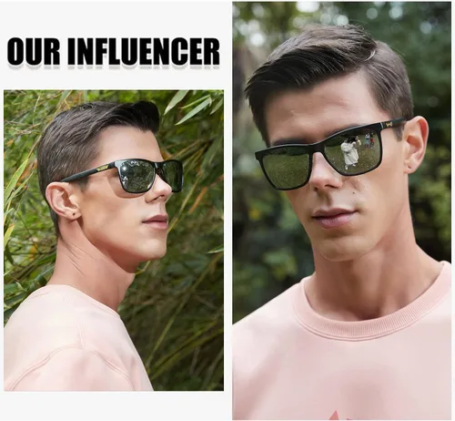 Vista 2 de DUCO Gafas de sol polarizadas para hombre, protección UV, marco rectangular retro, para conducir, pesca, 100% bloqueo UV, 3029H