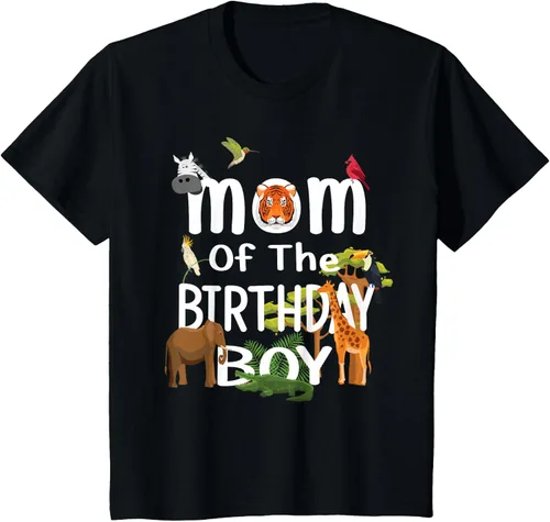 Vista 46 de Camiseta de fiesta de animales con temática de zoológico para niño de cumpleaños, Negro