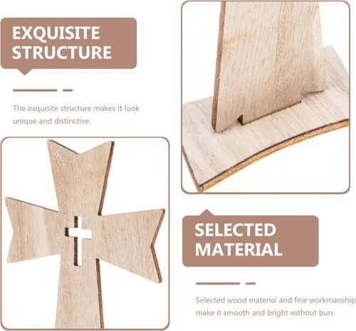 Vista 6 de ABOOFAN 20 piezas de cruces de madera para manualidades, cruces de madera católicas, letreros de mesa para bautismo de primera comunión, centros