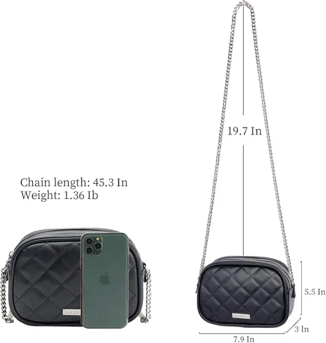 Vista 3 de MAXWISE Bolso cruzado con correa de cadena para mujer, pequeño bolso acolchado