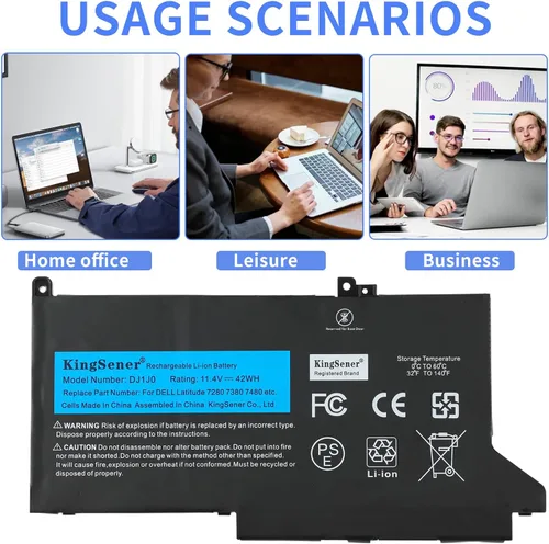 Vista 3 de DJ1J0 - Batería de repuesto para Dell Latitude 7280 7290 E7280 E7290 13 7380 7390 E7380 E7390 14 7480 7490 E7480 E7490 Series DJ1JO P28S P28S P28S
