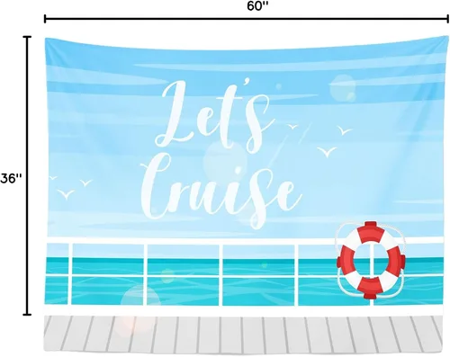 Vista 8 de Fondo de dibujos animados de 5 x 3 pies, diseño de crucero, fondo de fotografía de barco de crucero, temática náutica, decoraciones de fiesta