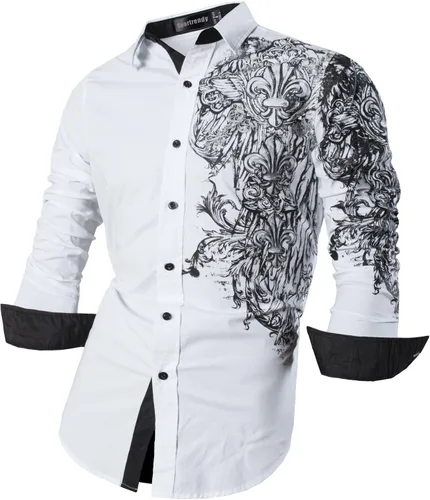 Vista 134 de JZS041, camisa de vestir de manga larga para hombre