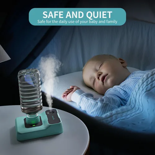 Vista 6 de Humidificador de viaje, pequeño humidificador portátil para plantas, dormitorio, oficina, hotel o automóvil, 5000 mAh, funciona con batería, mini