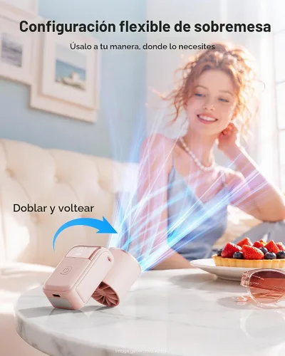 Vista 5 de Gaiatop Mini ventilador portátil de mano, ventilador de bolsillo plegable 3 Rosa