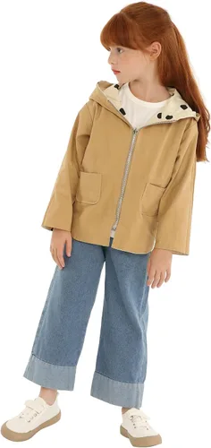 Vista 3 de Mud Kingdom Linda chaqueta con capucha para niñas, ropa exterior reversible con cremallera completa