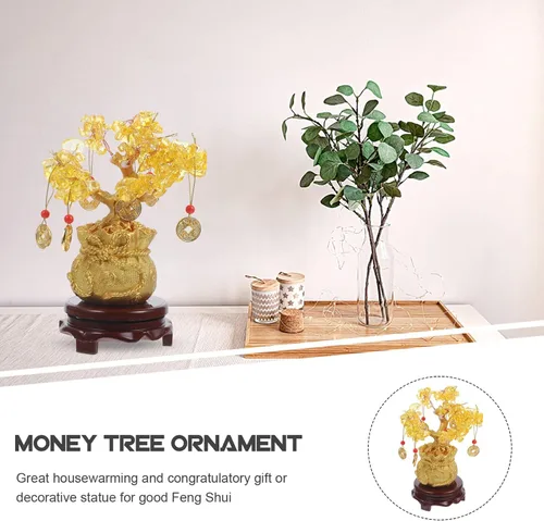 Vista 9 de Ciieeo Árbol de dinero monedas, árbol de la suerte, de cristal natural, árbol de la suerte, árbol de la vida de Feng Shui, árbol de dinero
