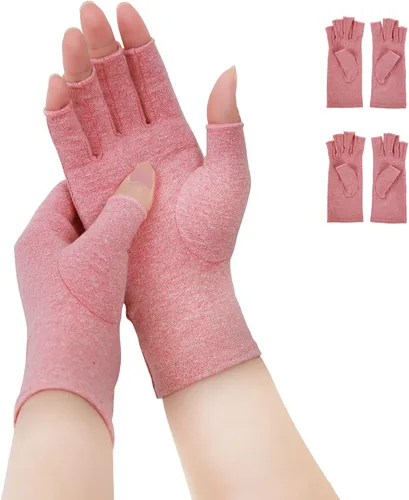 Vista 9 de Donfri 2 pares de guantes de compresión para artritis, guantes sin dedos para mujeres y hombres, alivio del dolor de artritis, artritis reumatoide