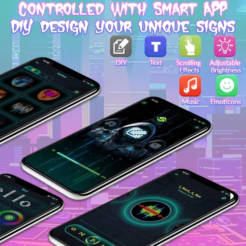 Vista 4 de AINSKO Máscara LED programable - APP Bluetooth personalizable con luz para festivales, fiestas, raves, cosplay, regalo de Navidad