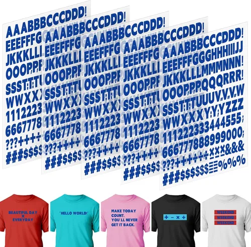 Vista 13 de 10 hojas 1660 piezas letras y números termoadhesivos para ropa, letras de vinilo termoadhesivas blancas de 1 pulgada con letras de transferencia