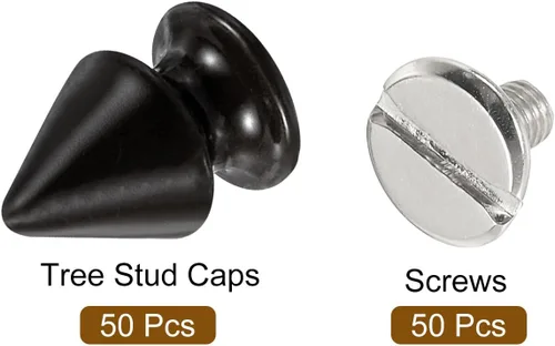 Vista 3 de uxcell 50 juegos de remaches de espiga cono, 0.315 x 0.472 in con rosca trasera para árbol y picos para manualidades de cuero, ropa, zapatos, Negro