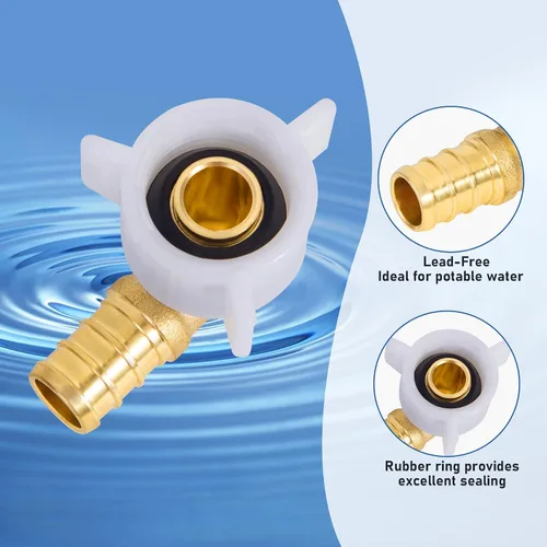 Vista 3 de PEX 1/2 "x 1/2" NPT Codo giratorio roscado hembra NPSM accesorios de latón para crimpado, accesorios Pex 1/2 pulgada 90 grados giratorio hembra