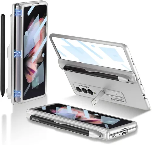 Vista 9 de Funda protectora de pantalla para Samsung Galaxy Z Fold 3 de 0.18 oz, protección completa de 360 grados, con protector de pantalla de vidrio Negro