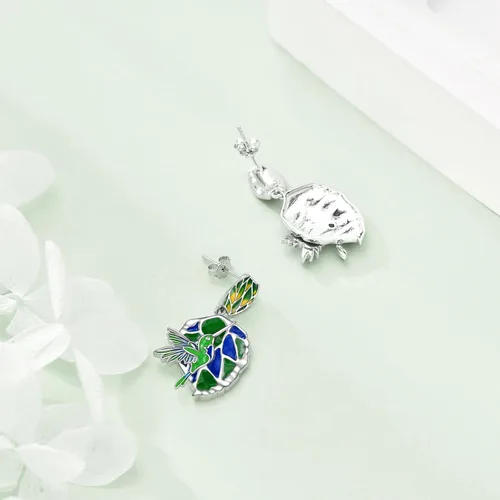 Vista 4 de CRMAD Aretes colgantes de plata de ley para mujer de ajolotlcolibríluciérnaga