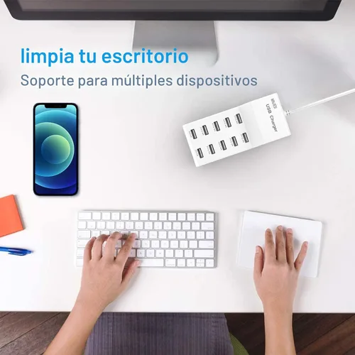 Vista 2 de Estaciones de carga USB 50w10A 10 puertos múltiples bloque de carga/tira USB de alimentación para iPhone, Android, smartphone, tableta, reloj