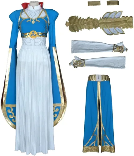 Vista 7 de miccostumes Disfraz de princesa para mujer, disfraz azul con accesorios