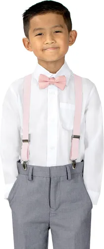 Vista 2 de Spring Notion Conjunto de tirantes y pajarita de color sólido para niño