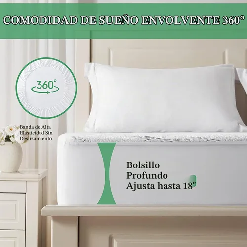 Vista 3 de Lysam Protector de colchón King, funda de colchón refrescante impermeable, 76 x 80 pulgadas, funda de cama silenciosa, transpirable, suave, lavable