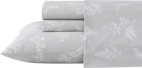 Vista 18 de Stone Cottage - Juego de sábanas, ropa de cama de percal de algodón crujiente y transpirable con funda de almohada a juego, 200 hilos, bolsillo