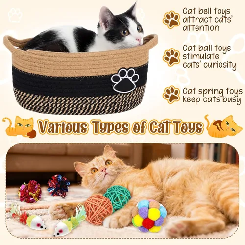 Vista 5 de Sosation Juego de 70 cestas de almacenamiento de Pascua para gatos, juego de juguetes coloridos para gatitos para interiores, incluyendo ratones