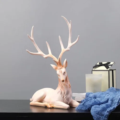 Vista 5 de Estatuilla creativa de reno de 2 piezas de escultura de estatua de ciervo para decoración de estantes