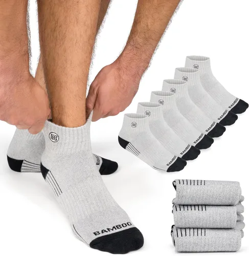 Vista 20 de Calcetines de rayón de bambú premium para hombre, absorben la humedad, control de olor, suela acolchada, calcetines de trabajo transpirables Surtido