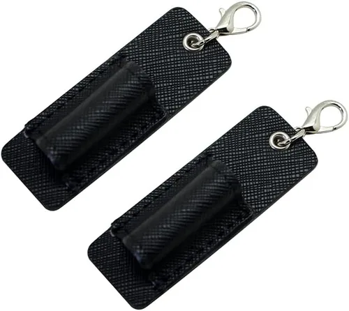 Vista 9 de boshiho - Soporte para tarjetas de identificación de crédito de piel auténtica con cordón elástico para el cuello, estilo vertical (negro)
