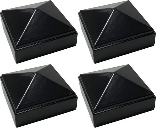 Vista 22 de Tapa de poste de pirámide de aluminio de 2 x 2 pulgadas para postes de metal, ajuste a presión, color negro con recubrimiento en polvo, resistente