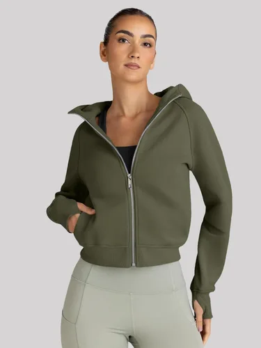 Vista 2 de Trendy Queen Sudaderas con capucha y cremallera para mujer, chaquetas Verde Armada (ArmyGreen)