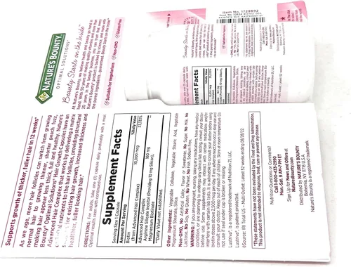Vista 7 de Suplemento para el crecimiento del cabello Nature's Bounty, 1 por día, clínicamente demostrado para apoyar un cabello más grueso y abundante