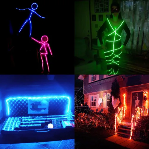 Vista 3 de Tira de luces LED con pilas, tira de luces LED RGB con mini controlador, impermeable, tira de luces LED con batería, luces LED que cambian