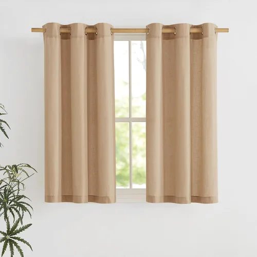 Vista 183 de NICETOWN - Cortinas de lino angora para ventana de cocina sobre el fregadero, con ojales, lino grueso angora, tratamientos cortos para ventanas