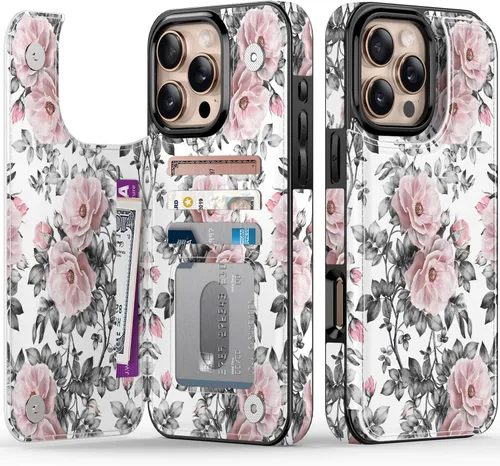 Vista 116 de LETO para iPhone 15 Pro Funda tipo cartera - Tapa tipo folio con patada - Diseños de moda - Tarjetero - Funda protectora para mujeres y niñas - 6.1