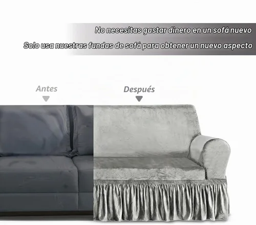 Vista 8 de NICEEC Funda para Sofá Biplaza Súper Suave de 1 Pieza Gris Claro Funda Deslizable para Sofás Biplaza Elástica Universal de Spandex Fundas para Sofás