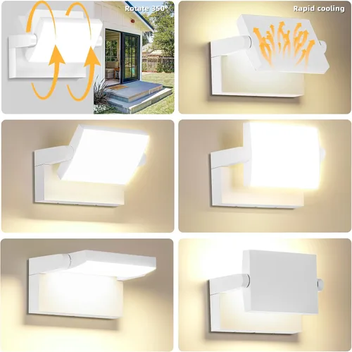 Vista 3 de 3Pack de luces de pared LED para exterior de 40W, luces de inundación blancas de 350° de rotación, lámpara de iluminación exterior comercial