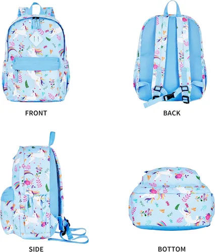 Vista 5 de KK CRAFTS Mochila preescolar para jardín de infantes y niños pequeños, mochilas escolares para niños y niñas con correa para el pecho, Azul