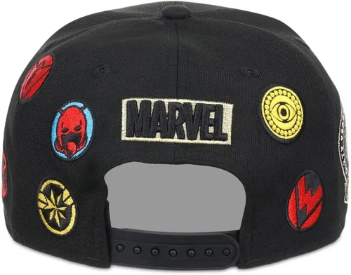 Vista 4 de Marvel 60th Anniversary Comic UV ajustable Snapback Flat Bill Cap negro