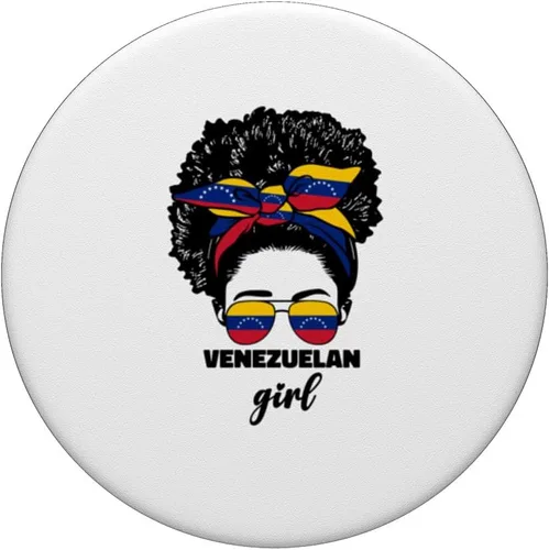 Vista 3 de Afro Black Venezuelan Girl For Women Venezuela Flag Spanish PopSockets Standard PopGrip
