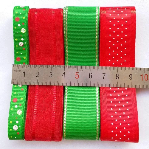 Vista 3 de Cinta de grogrén de satén de Navidad de 18 yardas al azar, para manualidades, para embalaje, accesorio para el pelo (Navidad)