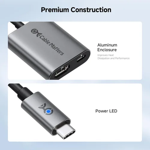 Vista 6 de Cable Matters Adaptador USB C a HDMI 2.1 de 48 Gbps con carga de 100 W