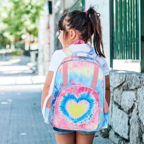 Vista 4 de BTOOP Mochila para niños y niñas, mochila con clip para el pecho, Blue-Love