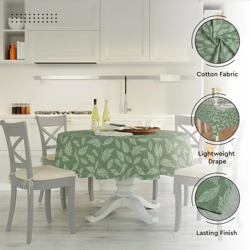 Vista 4 de Encasa XO Mantel de comedor – 57 pulgadas – Redondo (4.7 pies) para 4 plazas Algodón, lavable a máquina, mantel redondo Manteles para bodas