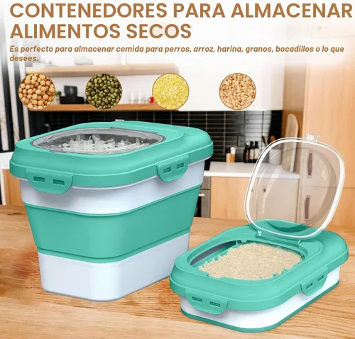 Vista 7 de TIOVERY Contenedor de Almacenamiento de Comida para Perros, Contenedores Plegables de Comida para Perros y Gatos de 10lb a 13lb con Tapa Abatible