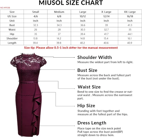 Vista 6 de Miusol vestido de cóctel corto para mujer, estilo retro y floral, con encaje y volantes