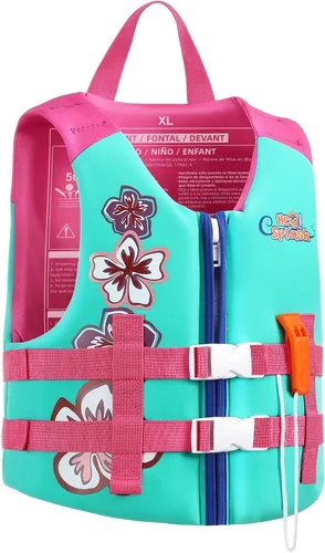 Vista 7 de HeySplash Chaleco de natación para niños pequeños, chaqueta de natación para niños de 30-50/50-80 libras, chaleco flotante para niños con correa