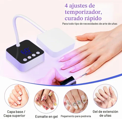 Vista 2 de Luz LED de uñas para uñas de gel - Mini lámpara de uñas de gel inalámbrica de 36 W, esmalte de curado flash, secadora de uñas con 4 veces y sensor